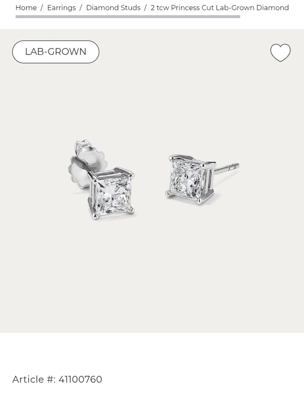 Princess Cut  Earrings in Silver 925  with 2 CTW Lab Grown Diamond